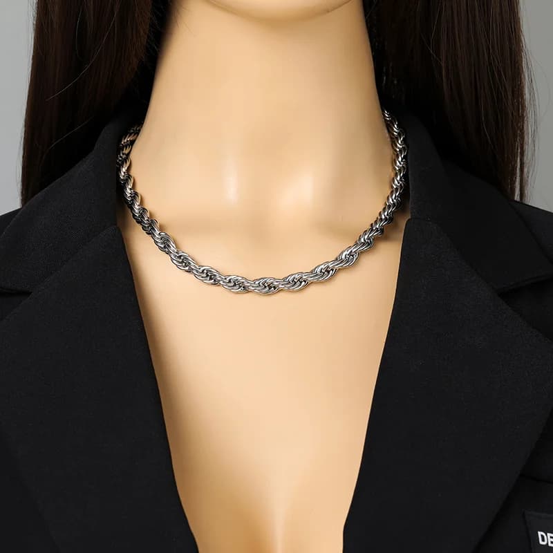 Collana a catena chunky 8mm, placcata oro 18K
