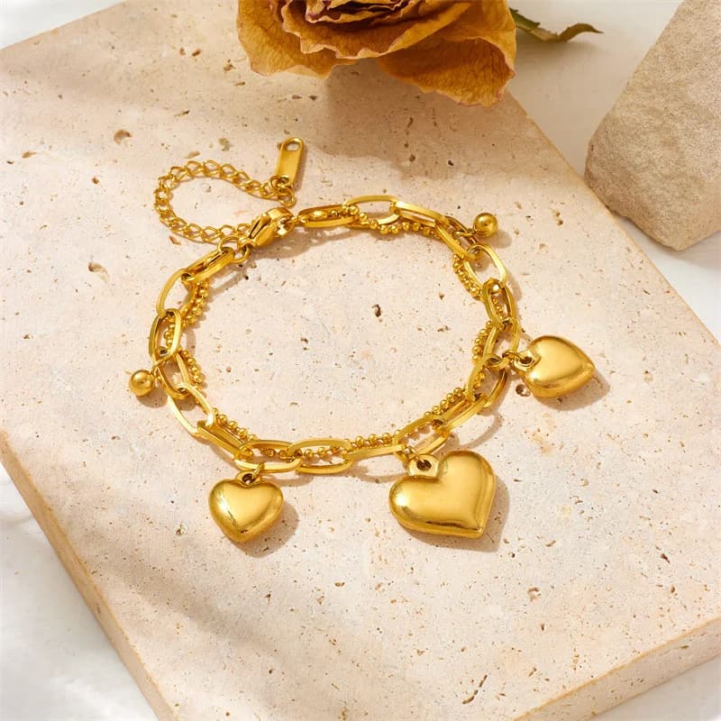 Bracciale con Ciondolo Stella Marina e Perla in Acciaio Inox 316L Dorato