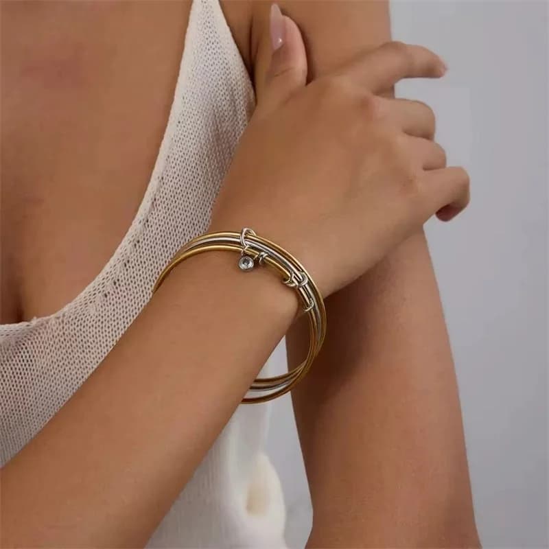 Bracciale multistrato in acciaio inox 316L con zirconi cubici