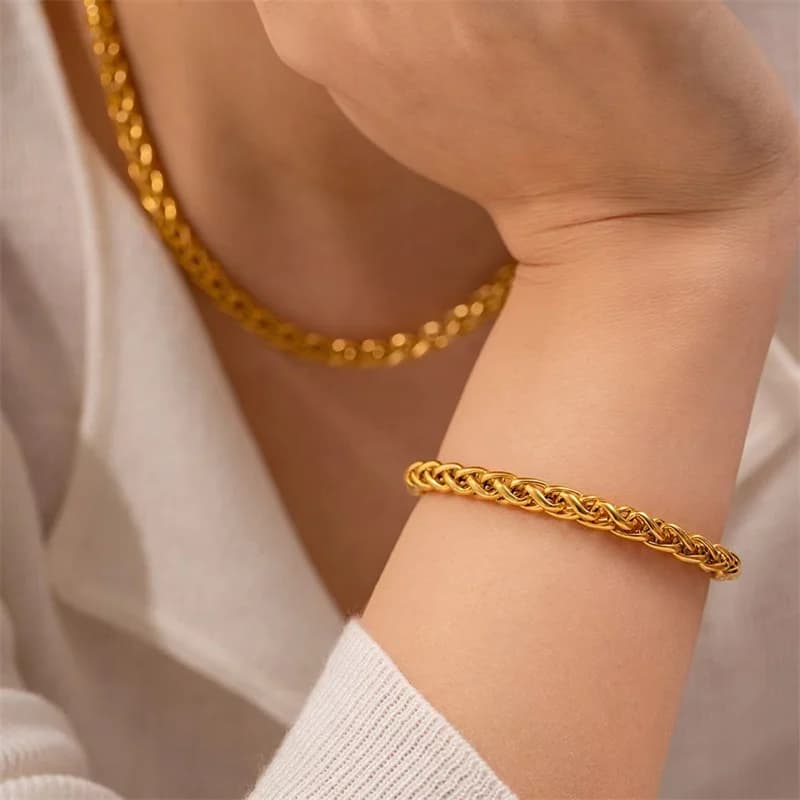 Set Minimalista Catena Metallica Collana e Bracciale