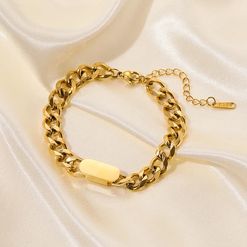 Bangle Bracciale Semplice Catena a Maglie Color Oro