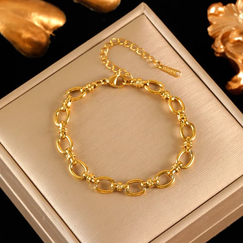 Set Bracciale e Collana a Catena in Metallo Fatto a Mano