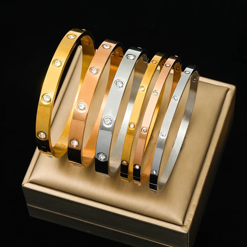 Bangles Geometrici con Zirconi, 3 Colori