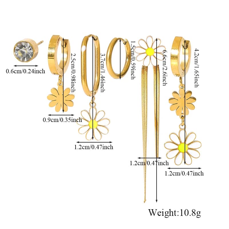 Set di Orecchini Margherita, Placcati Oro 18K