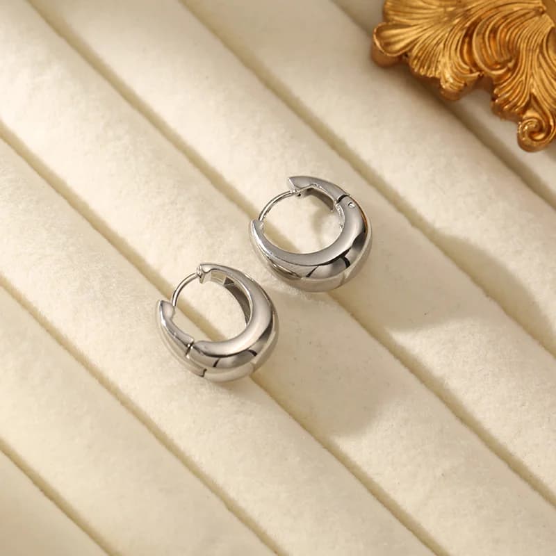 Orecchini Cerchio Color Argento a Forma di Cuore