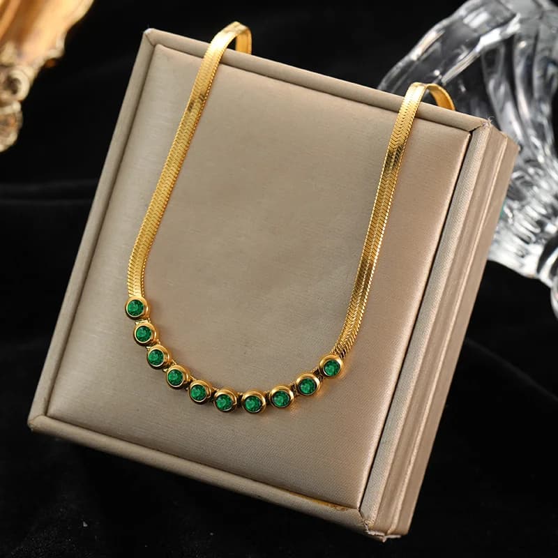 Collana Choker con Catena in Zircone Color Oro