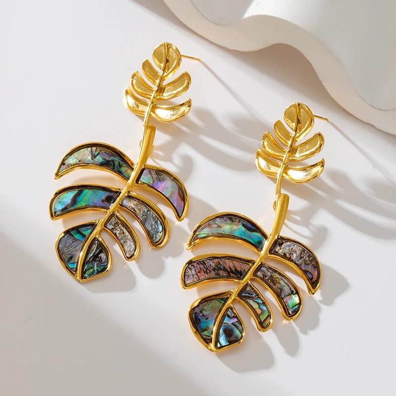 Orecchini pendenti con pietra blu, placcati oro