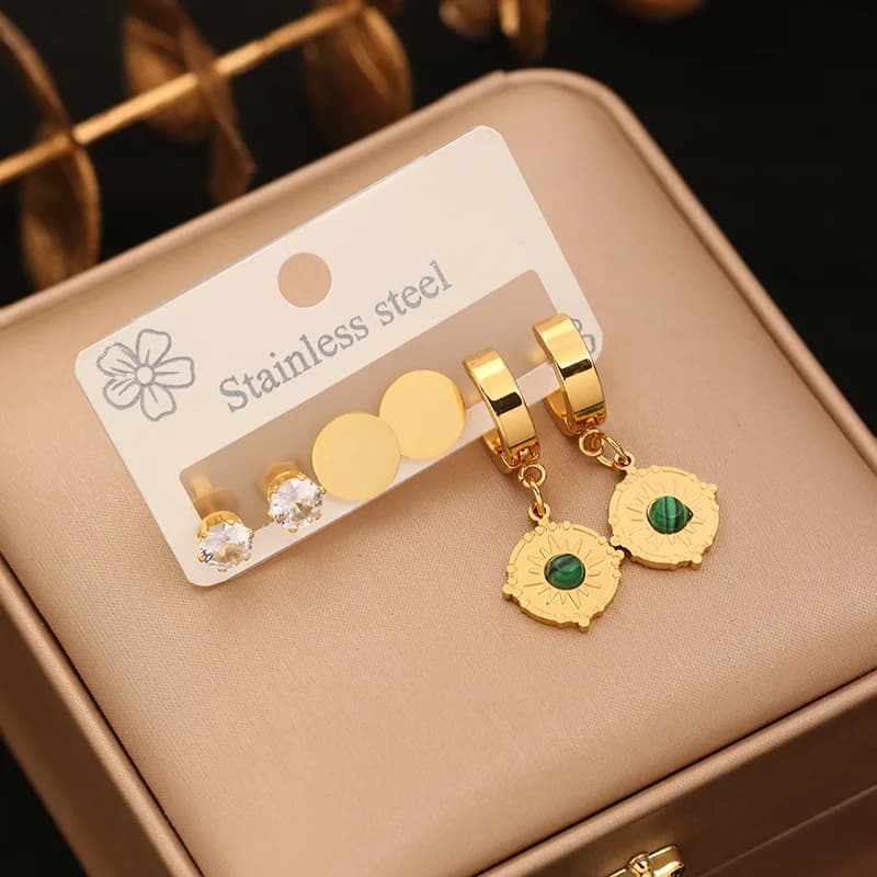 Set di Orecchini a Cerchio con Numeri Romani Neri (3 Paia)