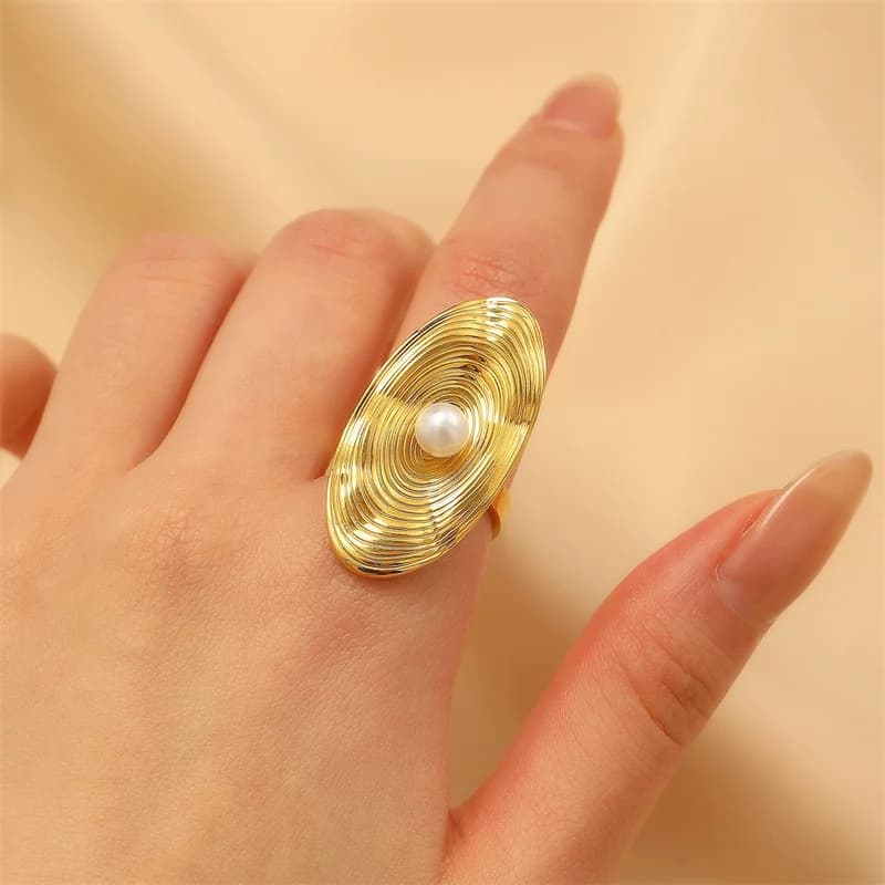 Anello Libellula, Acciaio Inossidabile Placcato Oro 18K