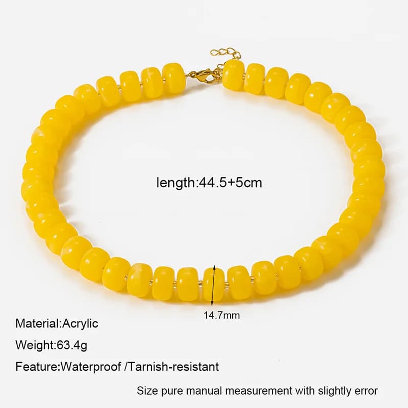 Collana a girocollo con perline in resina acrilica