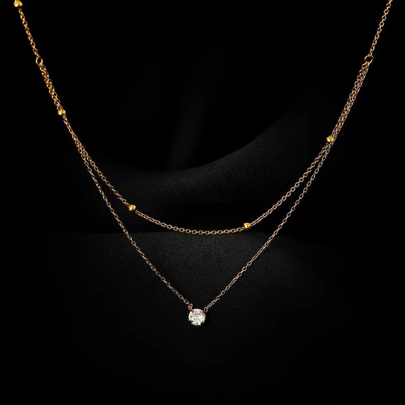 Collana con pendente stella e luna retrò, placcato oro
