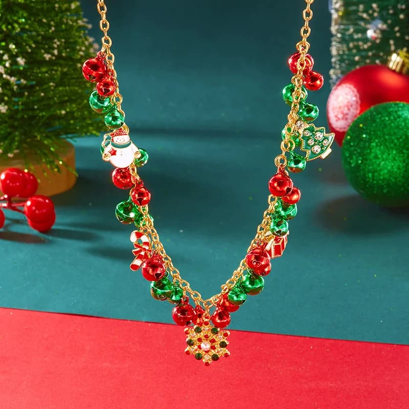 Collana con Ciondolo Fiocco di Neve e Campanella Natalizi