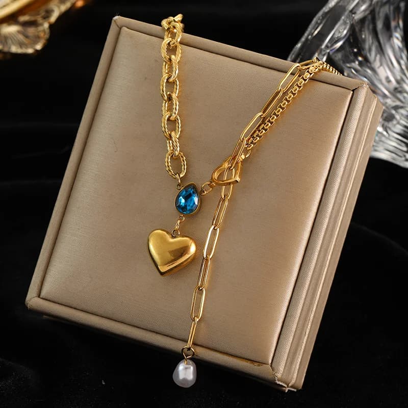 Collana con Pendente Cuore Farfalla Zirconia