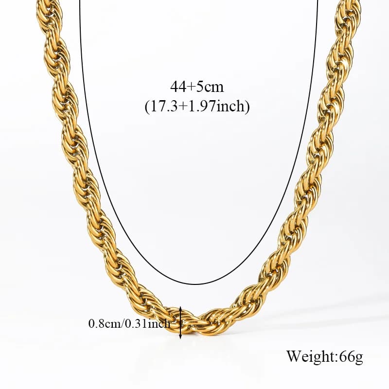 Set Collana e Bracciale con Catena Twist Spessa 8mm