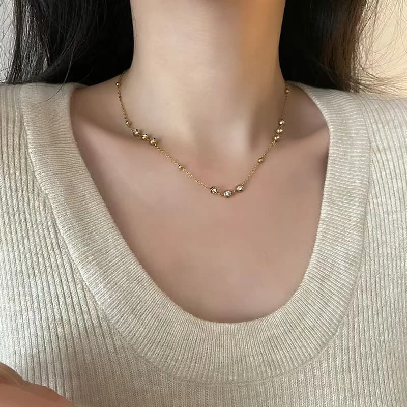 Collana con Zirconi Bling, Placcatura PVD Oro 18K