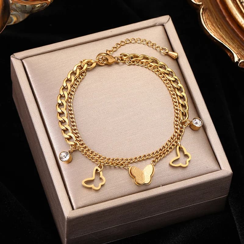Bracciale a Catena con Farfalla in Zirconia Cubica