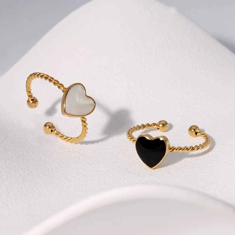 Anello Regolabile a Forma di Cuore in Acciaio Inossidabile