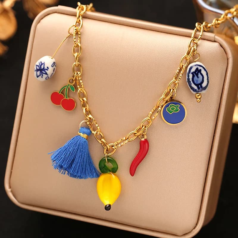Collana con Pendente Ciliegia Peperoncino