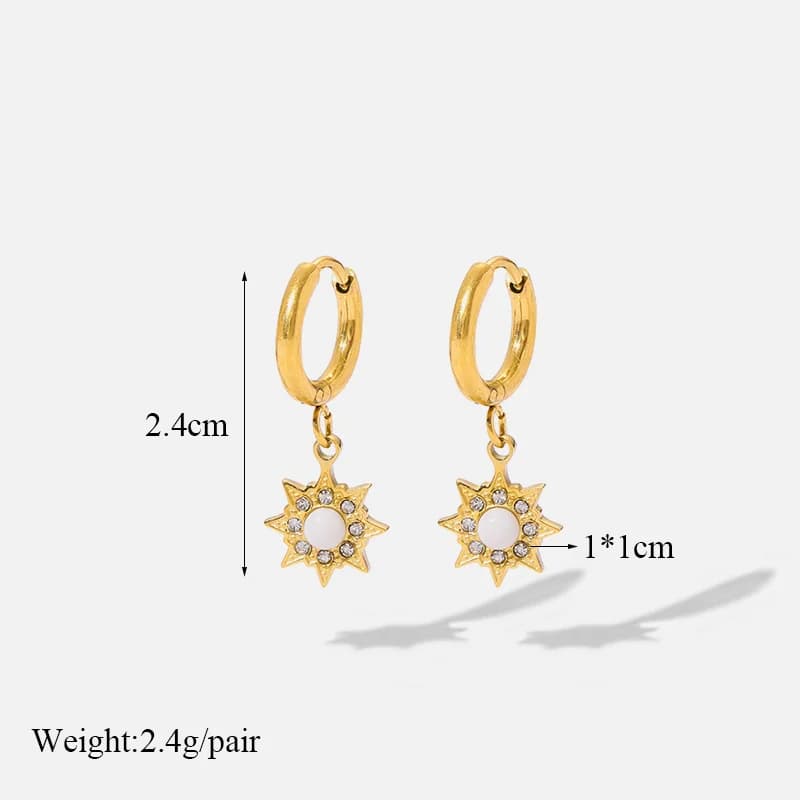 Orecchini con pietre bianche, acciaio inossidabile 316L