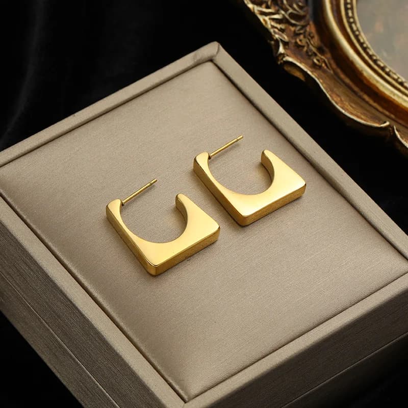Orecchini a cerchio semplici, acciaio inox color oro