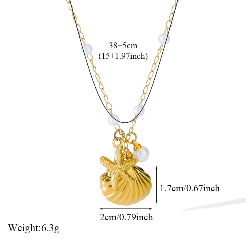 Set Collana e Orecchini Stella Marina Conchiglia Perla Oro