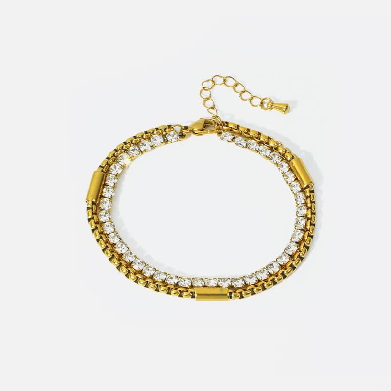 Bracciale a doppio strato in acciaio inox 316L con zirconi