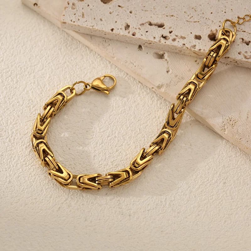 Bracciale a Catena Spessa in Acciaio Inossidabile Color Oro