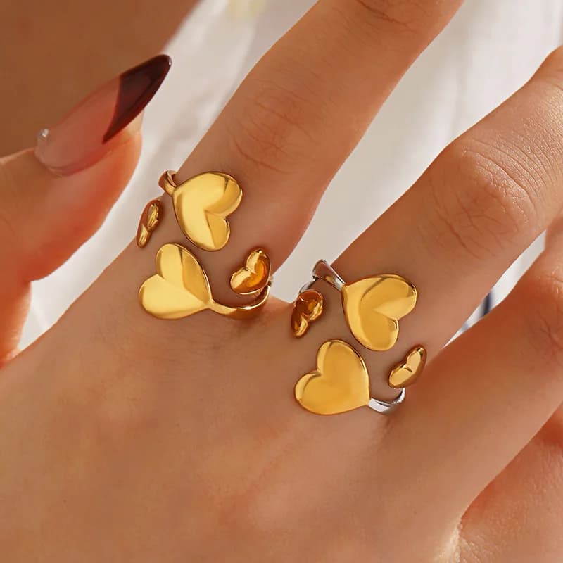 Anello regolabile a cuore in acciaio inox 316L