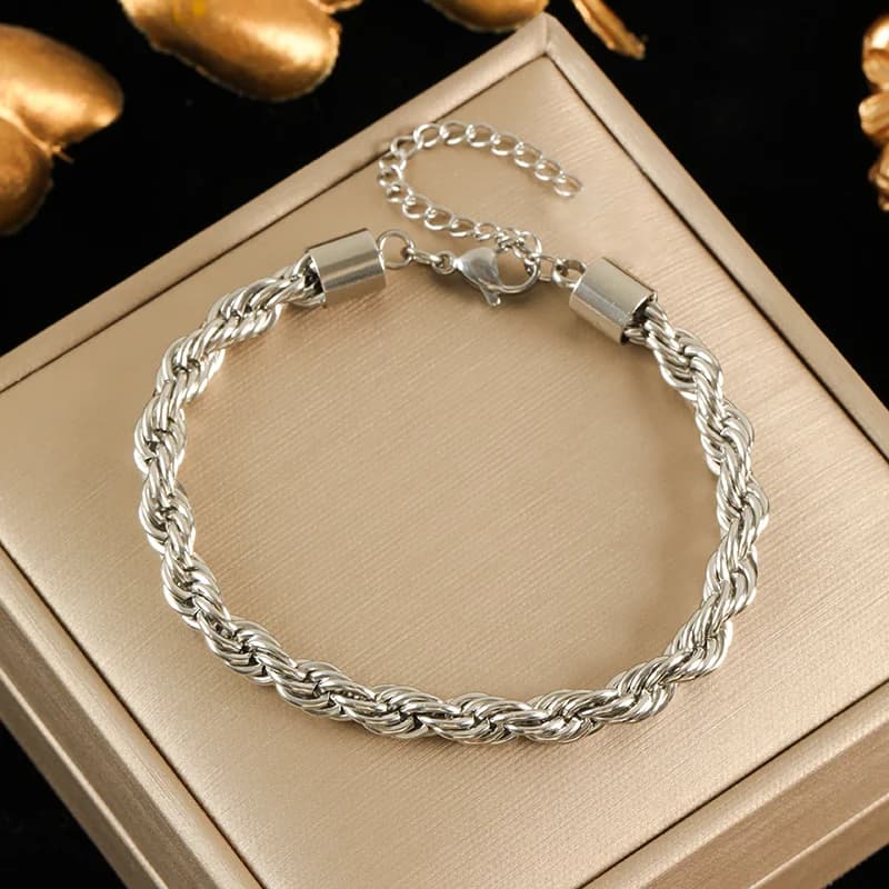 Bangle largo a catena lucida, color oro