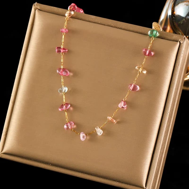 Choker con Catena e Zirconi Colorati