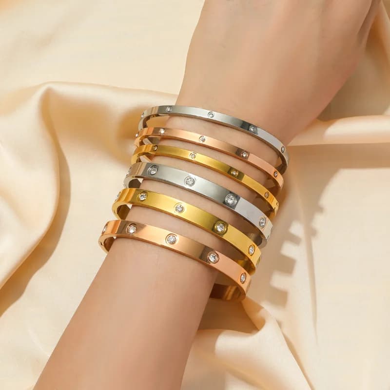 Bangles Geometrici con Zirconi, 3 Colori