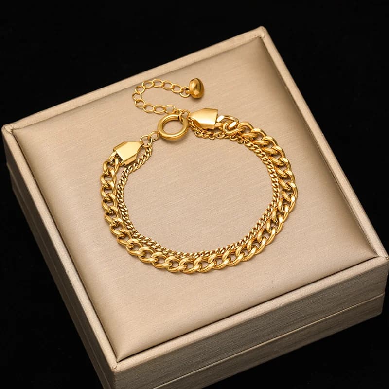 Bracciale a doppio strato in acciaio inox 316L con zirconi
