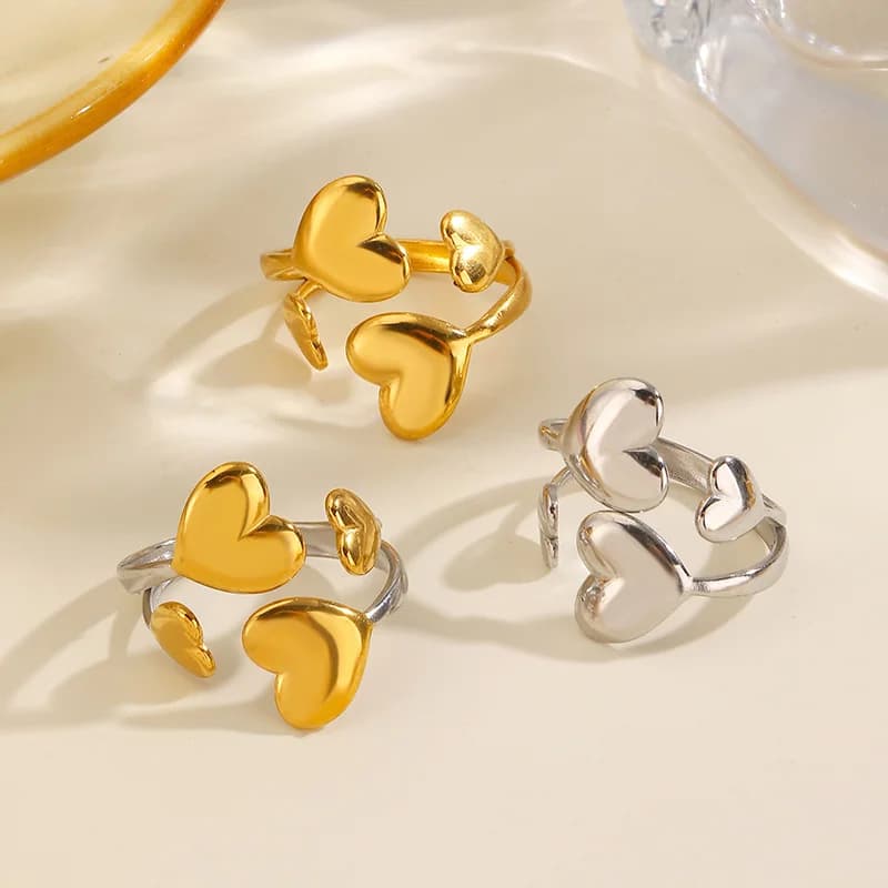 Anello regolabile a cuore in acciaio inox 316L