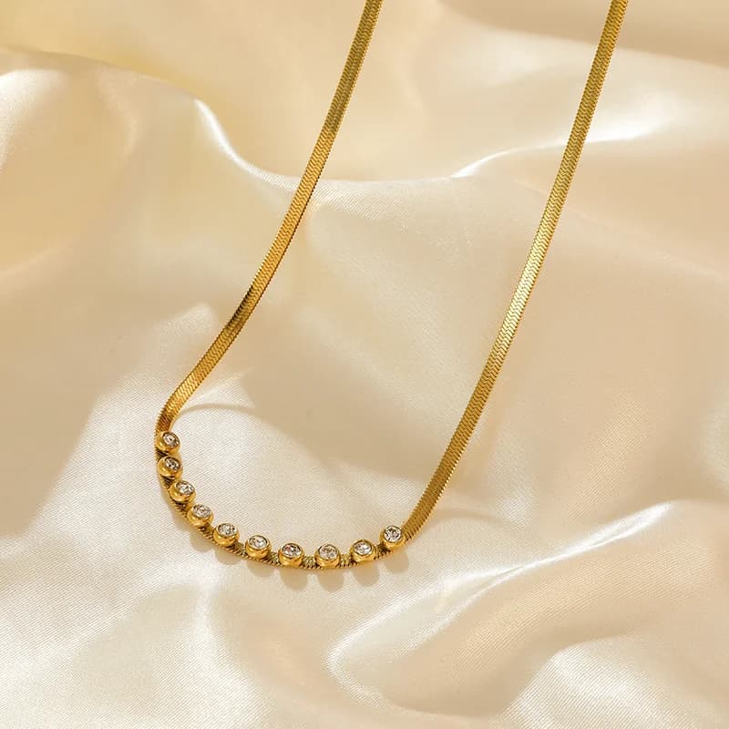 Collana Choker con Catena in Zircone Color Oro