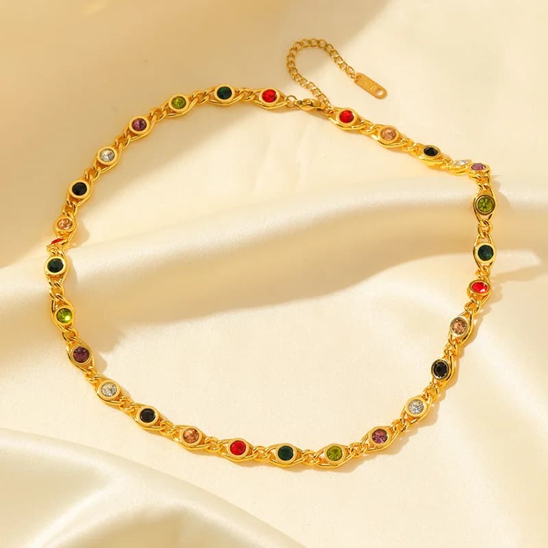 Set Collana e Bracciale con Catena Zirconi
