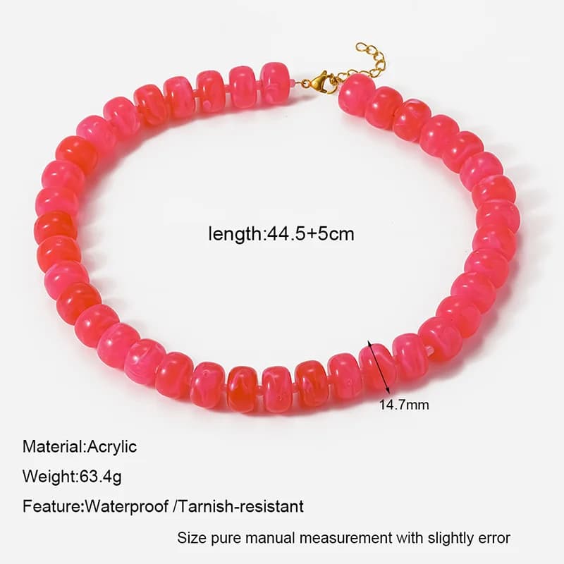 Collana a girocollo con perline in resina acrilica