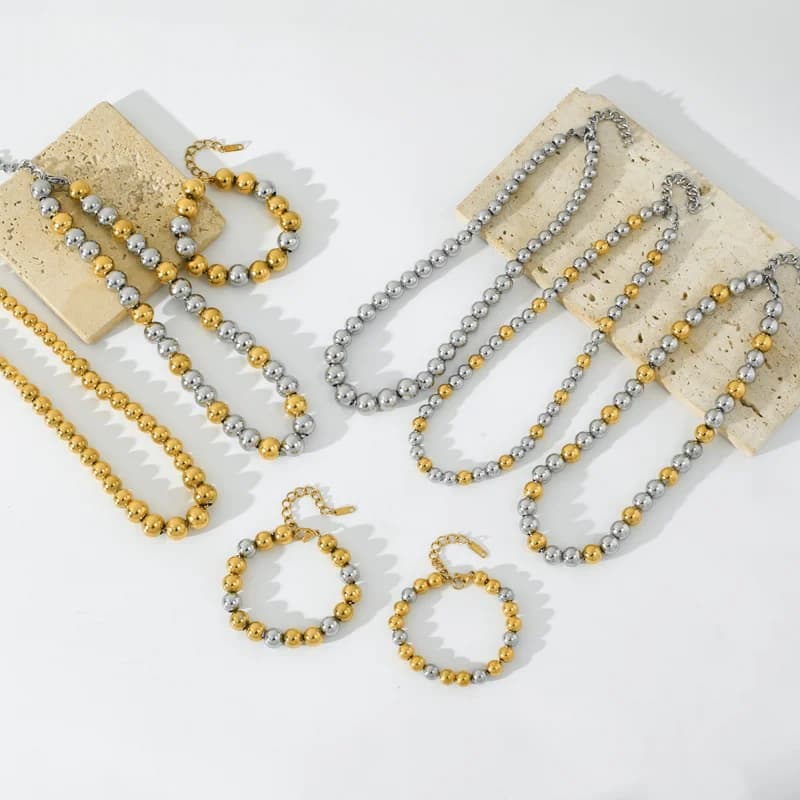 Set Collana e Bracciale con Perle Pieno Oro e Argento