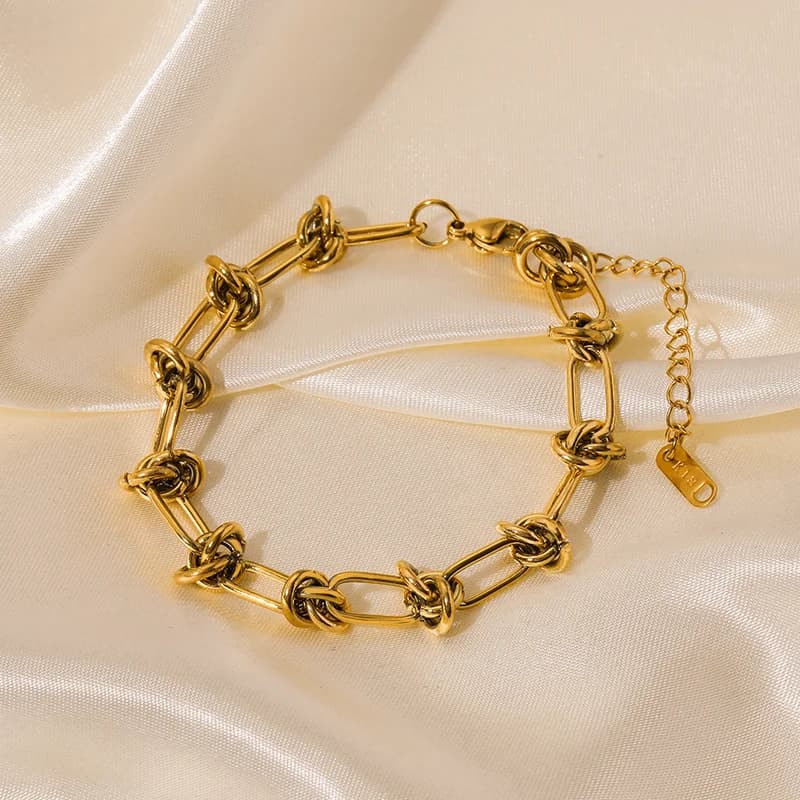 Set Collana e Bracciale con Catena Annodata, Oro