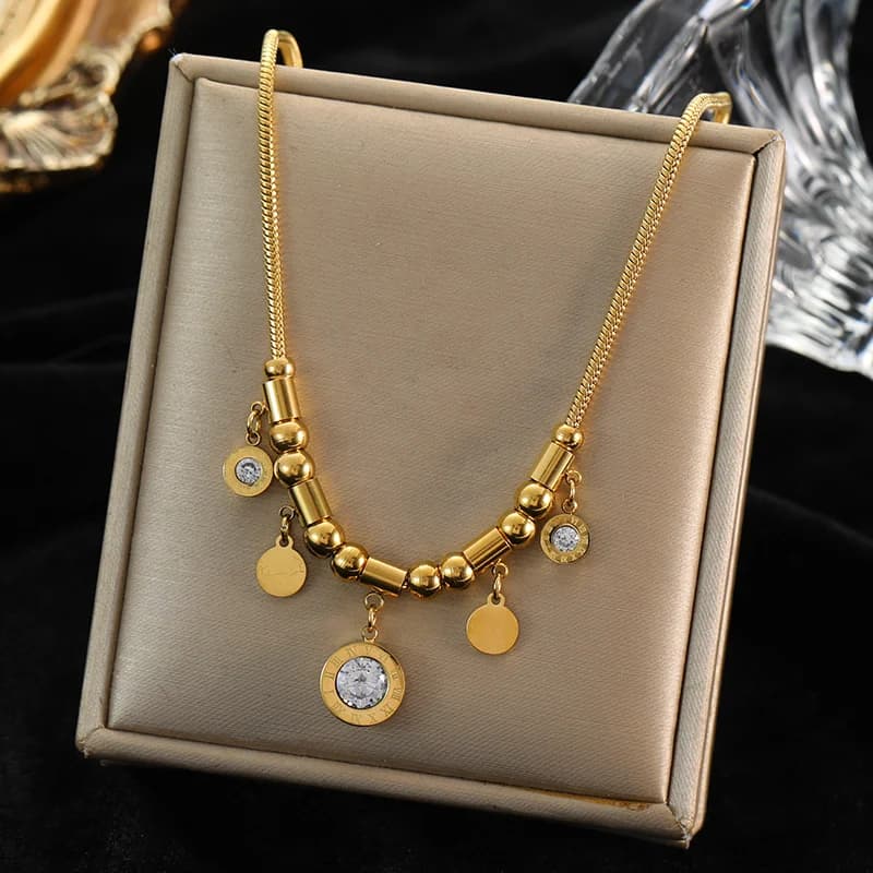 Collana Chunky con Pendente a Cuore, Oro