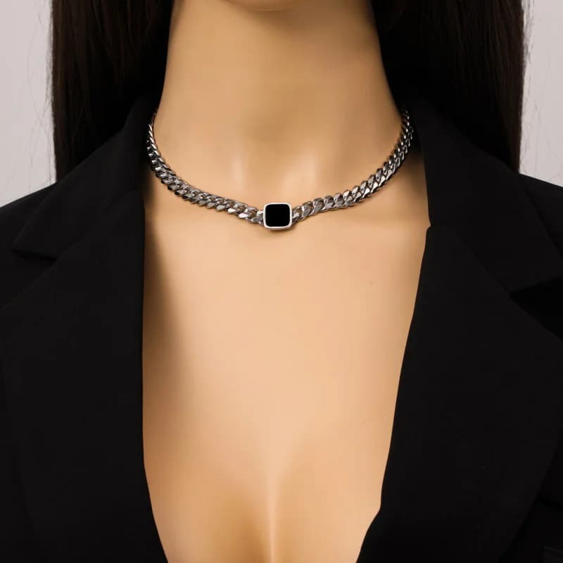 Collana Choker in Acciaio Inossidabile Argento
