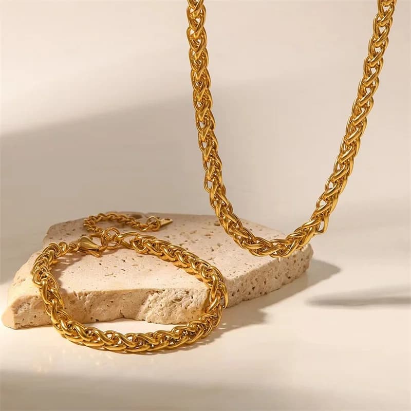 Set Minimalista Catena Metallica Collana e Bracciale