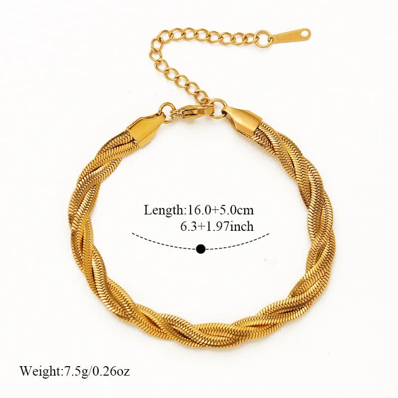 Bracciale rigido in acciaio inox a tre strati con catena incrociata