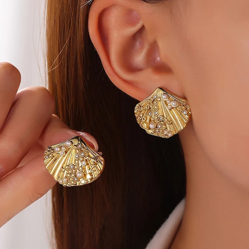 Orecchini a goccia con perla creativa, placcatura in oro 18K