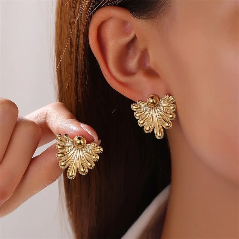 Orecchini Stud Creativi Placcati in Oro 18K