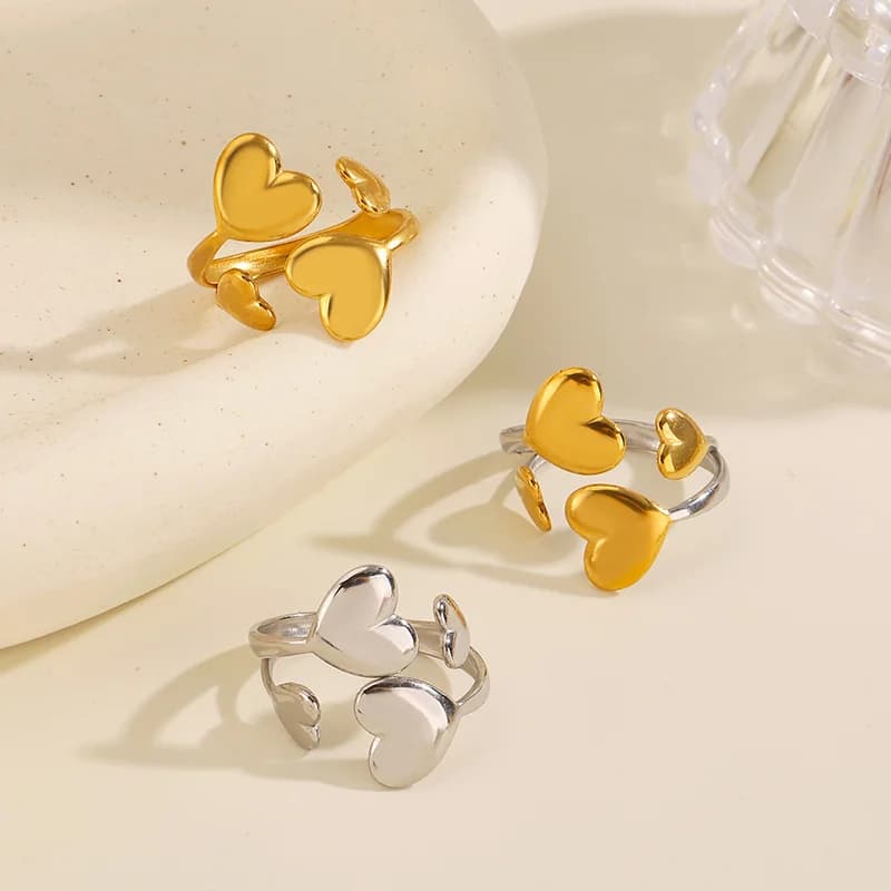 Anello regolabile a cuore in acciaio inox 316L