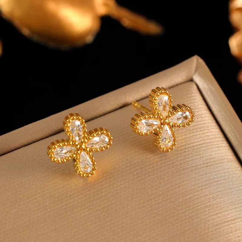 Set Gioielli Fiore Petali Zirconia