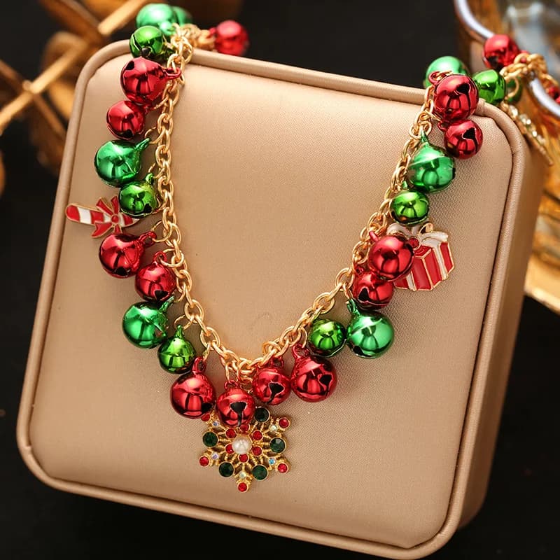 Collana con Ciondolo Fiocco di Neve e Campanella Natalizi