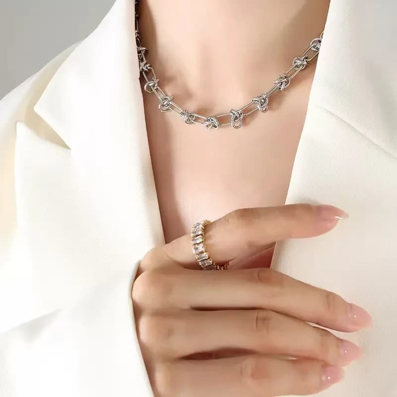 Set Collana e Bracciale in Catena di Metallo Statement