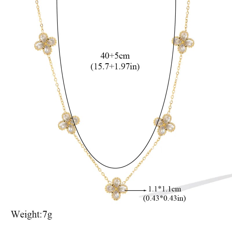 Set Collana, Orecchini e Bracciale Fiori Zirconia