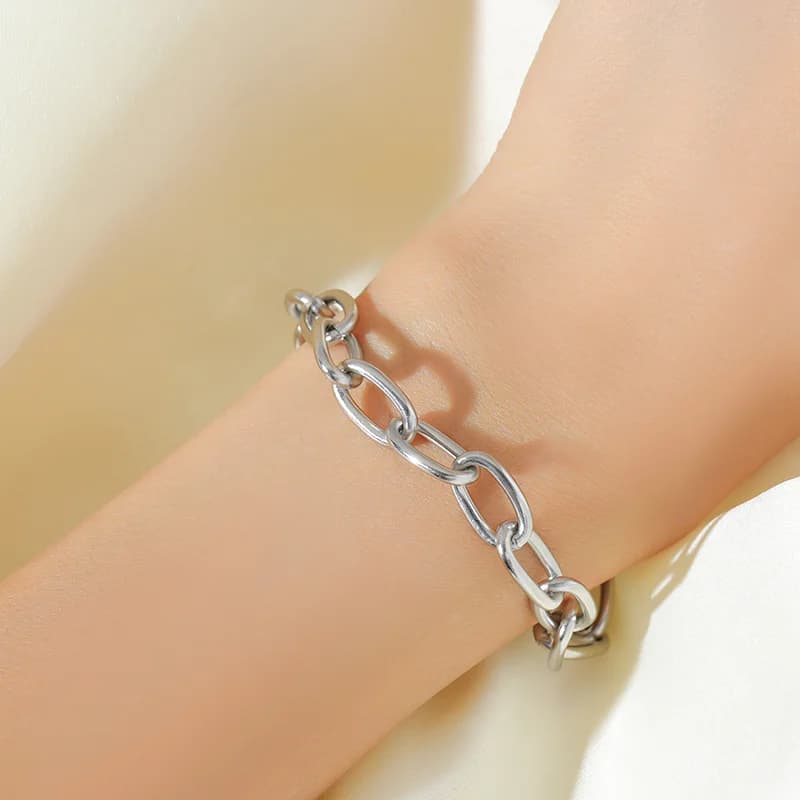Set Collana e Bracciale Catena Color Argento